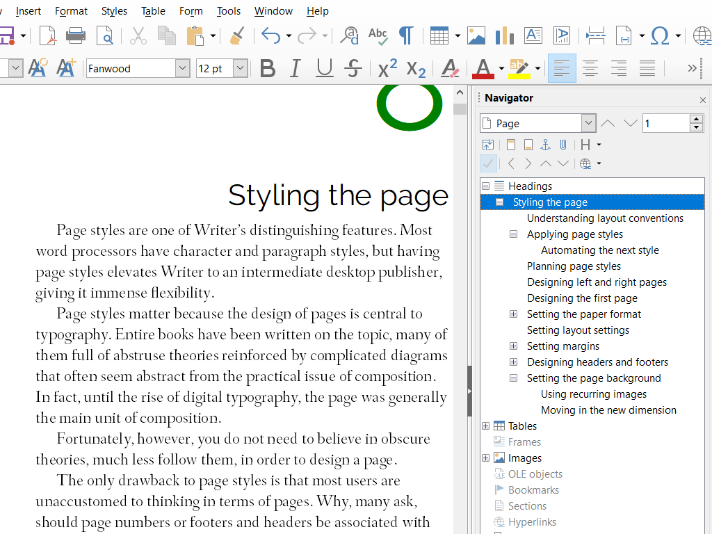 Zaslonska slika Writer