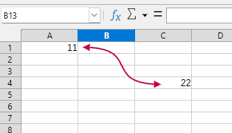 Snímka obrazovky spojnic v Calc